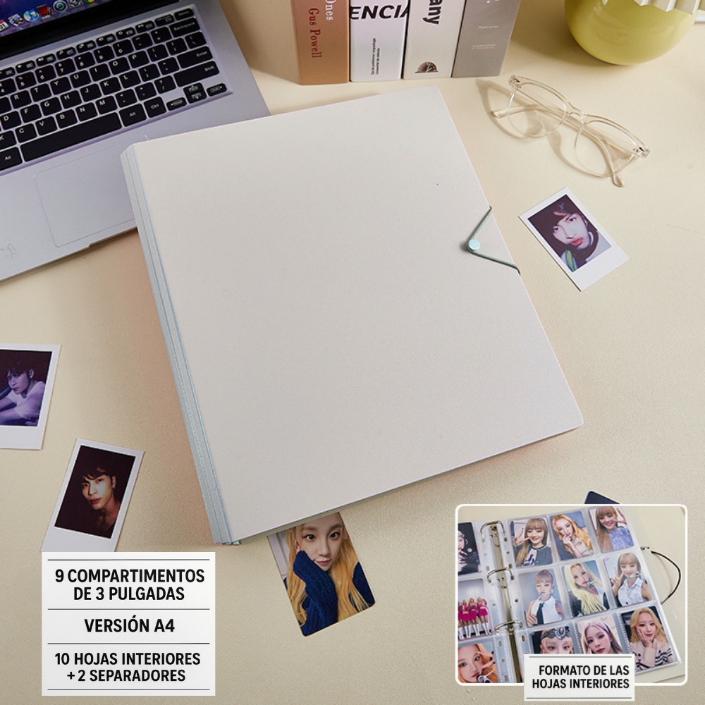 Álbum A4 para Photocards Kpop Blanco –  9 Compartimentos por Hoja
