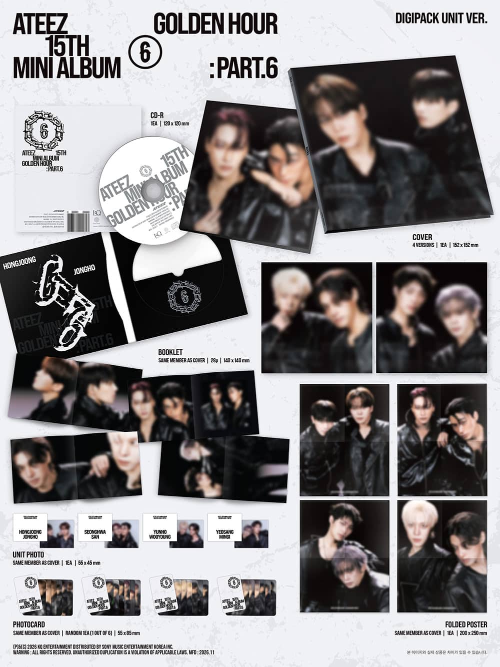 ATEEZ GOLDEN HOUR : Part.6 Digipack Unit Ver. contenido | K-BOO