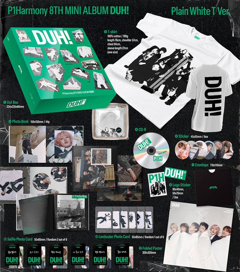 P1Harmony - 8ème mini album [DUH!] (Version T Blanc) (Version MD) (Édition Limitée)