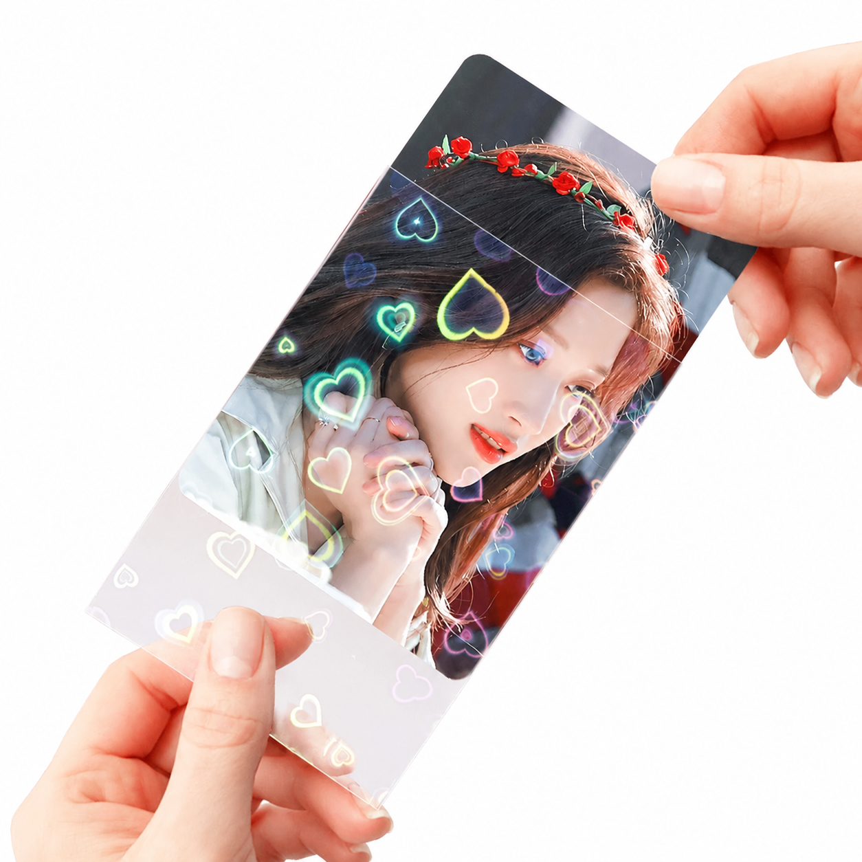 Sleeve Holográfico K-Pop 58x88mm - Corazones Neón