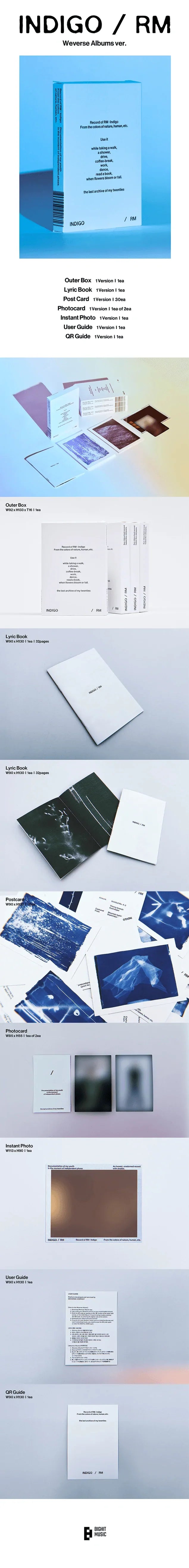RM (BTS) - 1ST SOLO ALBUM [Indigo] (Postcard Edition) (Weverse Ver.)