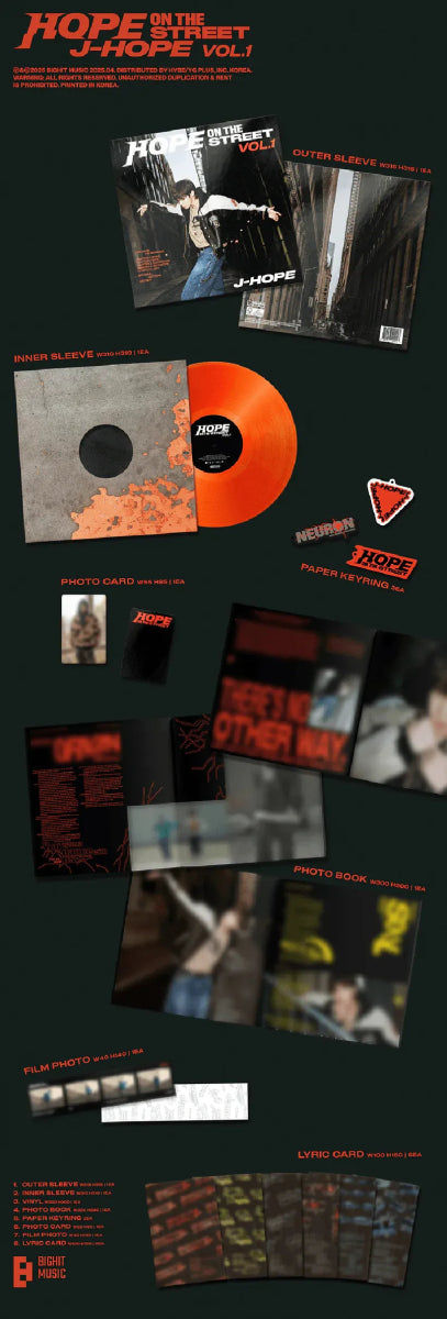 Album – J - Hope (BTS) - 'HOPE ON THE STREET VOL.1' LP Vinyl | Big hit | K - Boo
