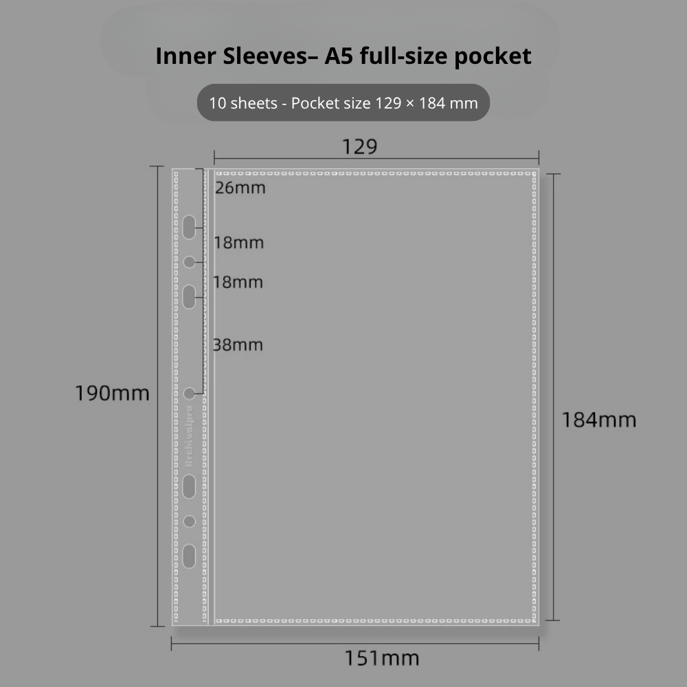 Binder – A5 1 - Pocket Binder / Album Sheets for Photos or Postcards – 10 units Pack | Ringnote | K - Boo