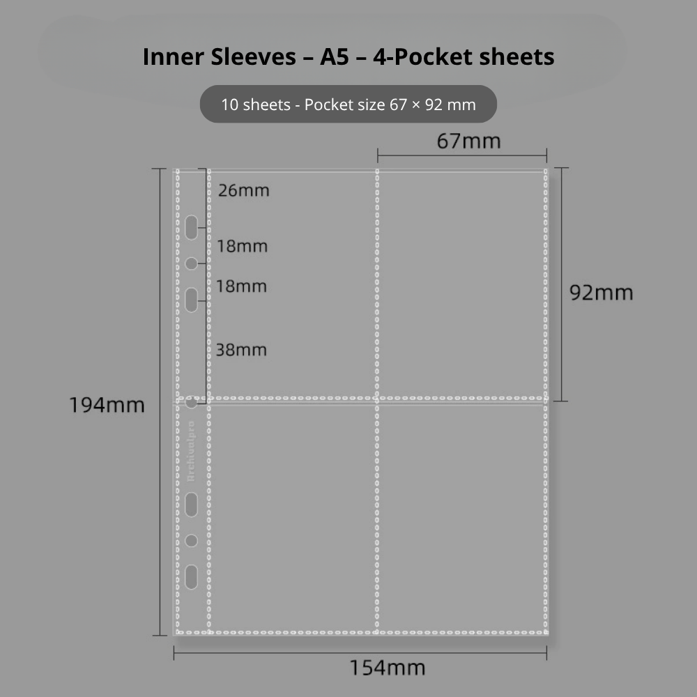 Binder – A5 4 - Pocket Binder / Album Sheets for Photocards – 10 Pack | Ringnote | K - Boo