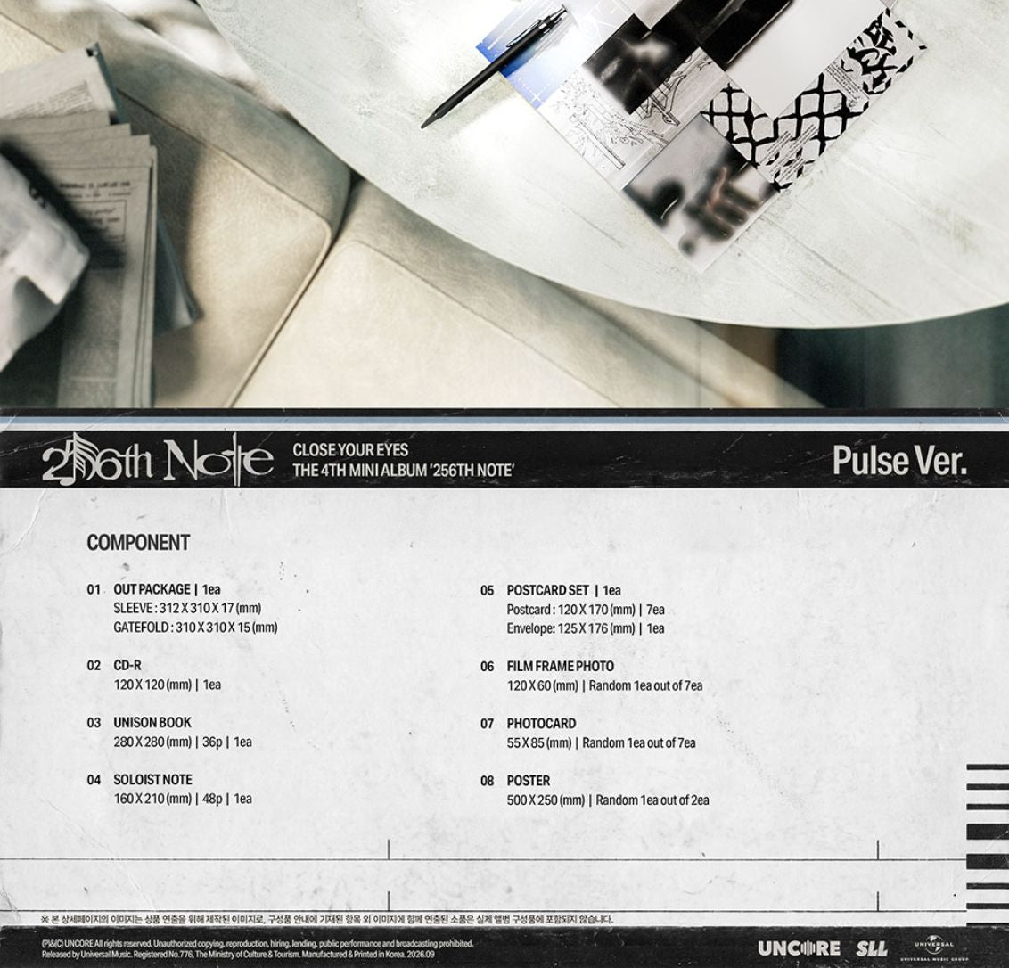CLOSE YOUR EYES 256th Note Pulse Ver. inclusiones | K-BOO