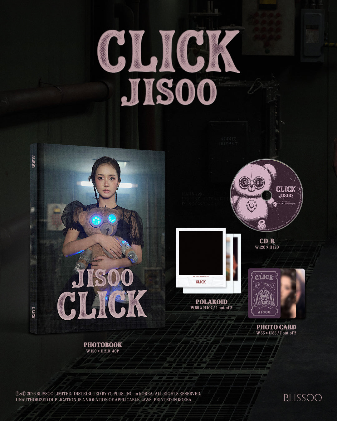 JISOO Single Album CLICK Photobook Ver. contenido oficial | K-BOO
