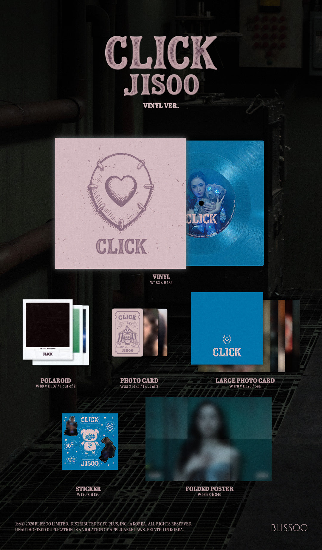 JISOO Single Album CLICK Vinyl Ver. contenido oficial | K-BOO