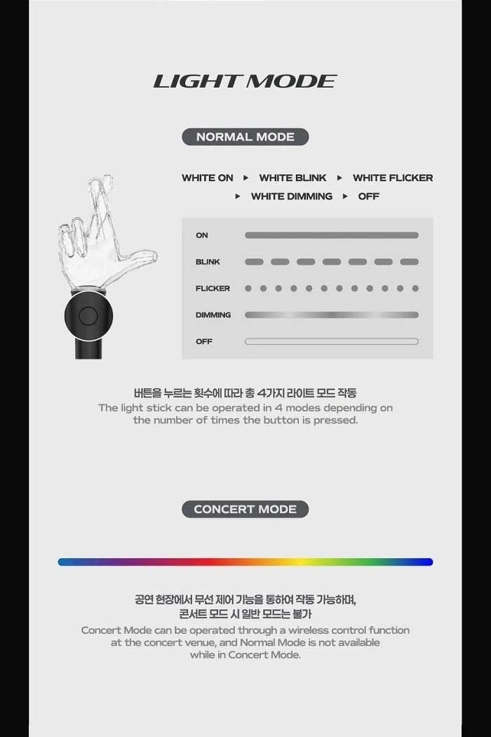 LNGSHOT Official Light Stick modos de luz y modo concierto | K-BOO