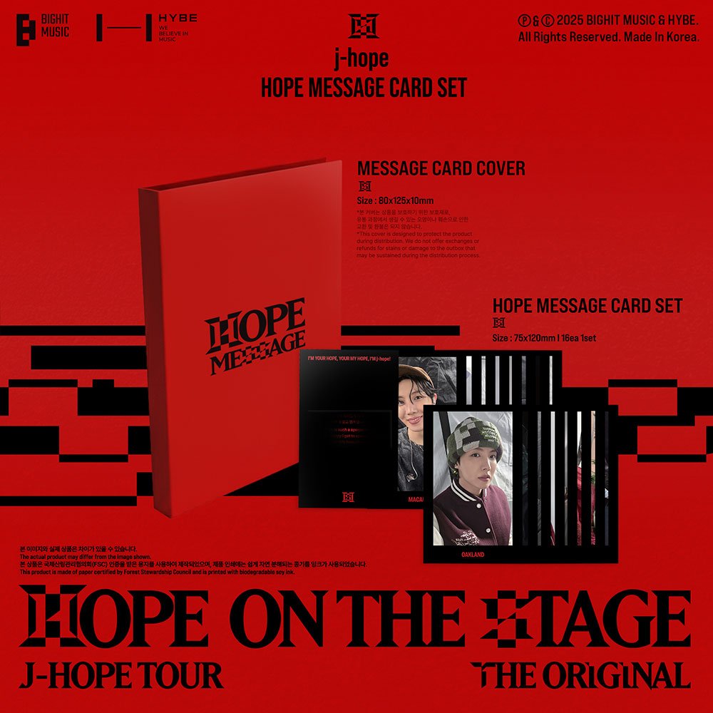 BTS J-HOPE HOPE MESSAGE CARD SET Oficial Merchandising kpop — K-BOO